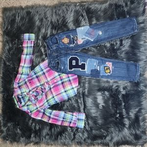 Ralph Lauren Polo shirt and patchwork pants 2pcs